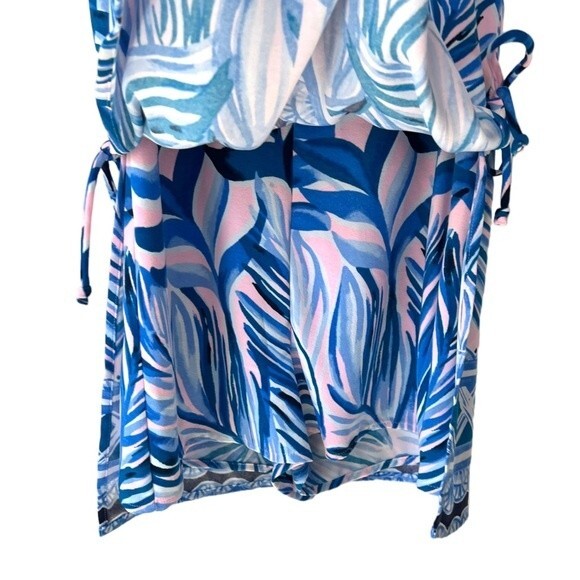 The Lilly Pulitzer Donna Romper Palm Print Pink Tropics Tint Heat Wave Size 00 - Picture 4 of 10